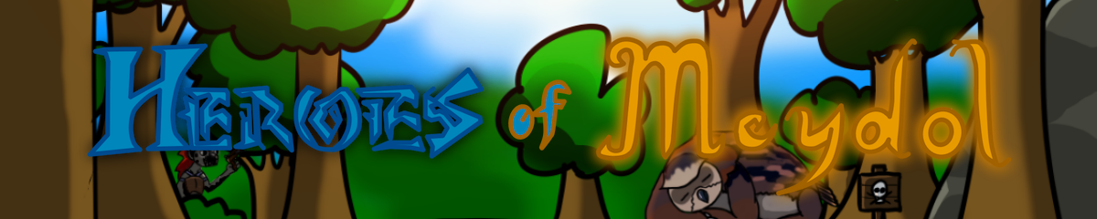 Heroes of Meydol website button. This button leads to the webcomic's website.